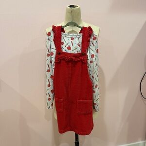 Cynthia Rowley Red Pinafore with Heart Pattern